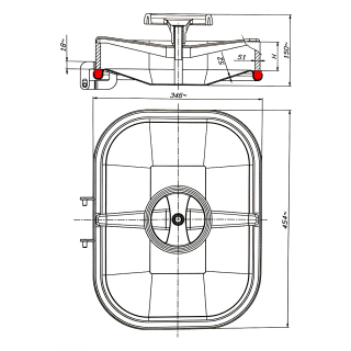 Stainless steel rectangular manway E130 (424x316) - drawing