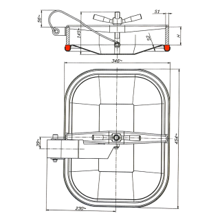 Stainless steel rectangular manway E131 (424x316) - drawing