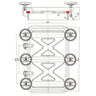 Stainless steel rectangular manway E132 (450x750) - drawing