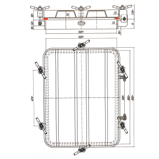 Stainless steel rectangular manway E133 (600x800) - drawing
