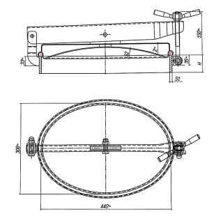 Stainless steel oval manway E157 (440x308) - drawing