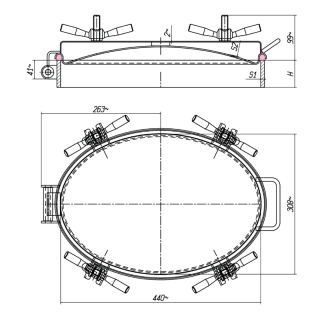 Stainless steel oval manway E158 (440x308) - drawing