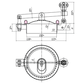 Stainless steel round manway E15P (DN150) - drawing