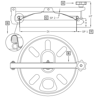Stainless steel round manway A560R (DN300-DN600) - drawing