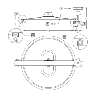 Stainless steel round manway A960R (DN220-DN600) - drawing