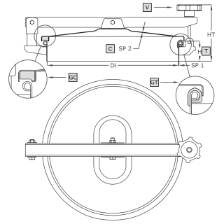 Stainless steel round manway A970R (DN220-DN600) - drawing