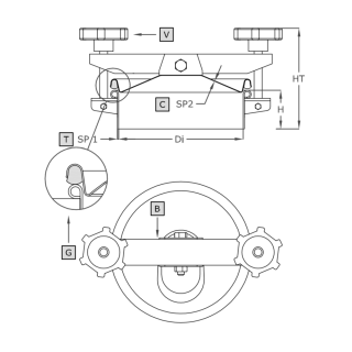 Stainless steel round manway A790 (DN200-DN300) - drawing