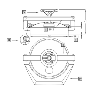 Stainless steel round manway A800 (DN300) - drawing