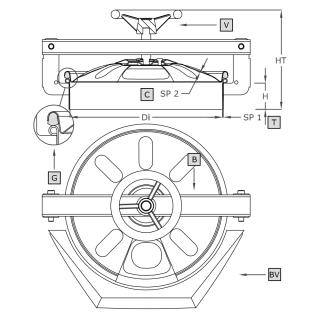 Stainless steel round manway A800 (DN380-DN420) - drawing