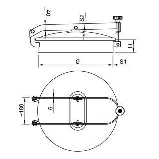 Stainless steel round manway E/1D (DN402-DN602) - drawing