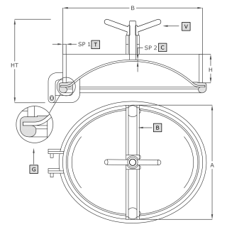 Stainless steel oval manway A310 (400x490) - drawing