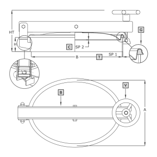 Stainless steel oval manway A311G (305x430) - drawing