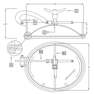 Stainless steel oval manway A314 (400x490) - drawing